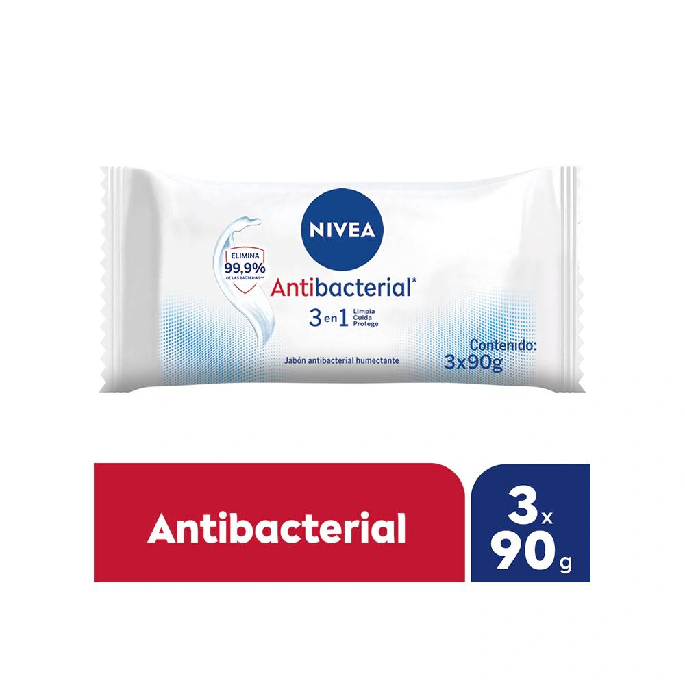Jabón Antibacterial Humectante Nivea Pack 3x90g c/u
