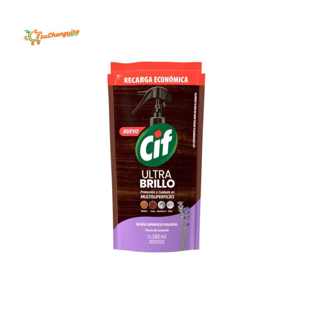 Lustramuebles Cif Ultra Brillo Flores de Lavanda Doy Pack 380 Ml