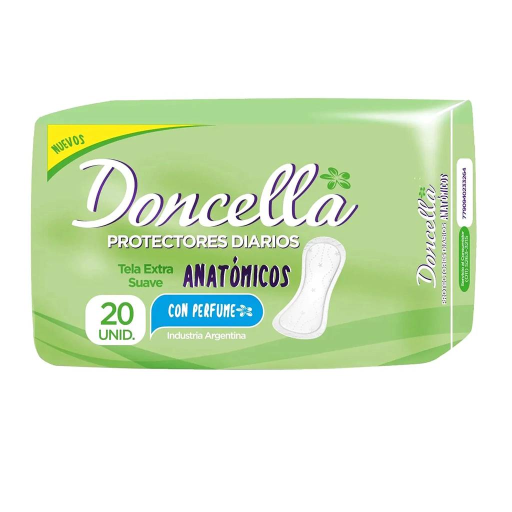 Protectores Diarios Doncella Anatómicos Tela Extra Suave con Perfume 20u